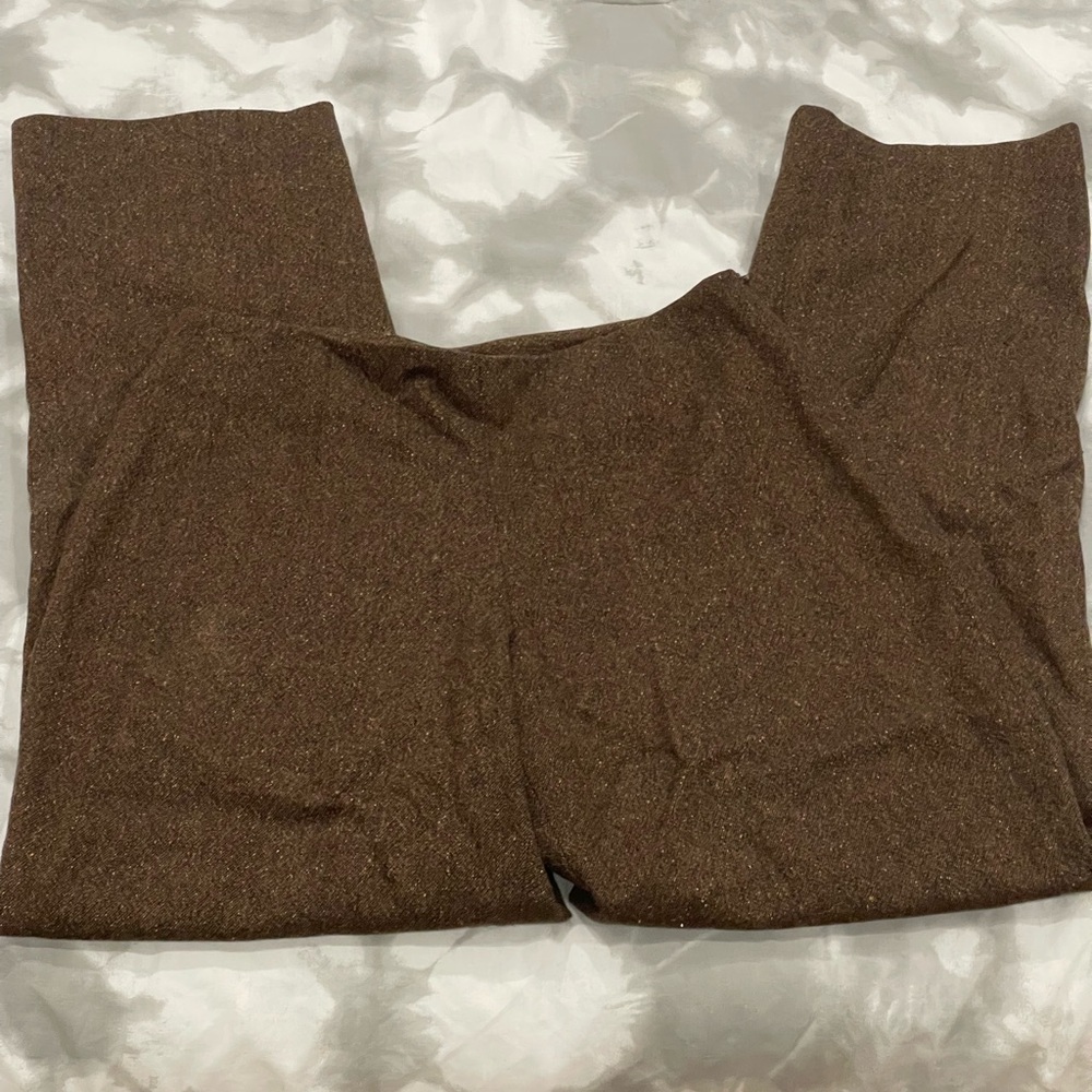 Tempo Paris 6 Brown/Multicolored Wool/Silk/Poly Side‎ Zip Pants 095